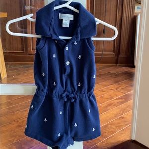 Ralph Lauren Navy romper w/anchors, 3 months